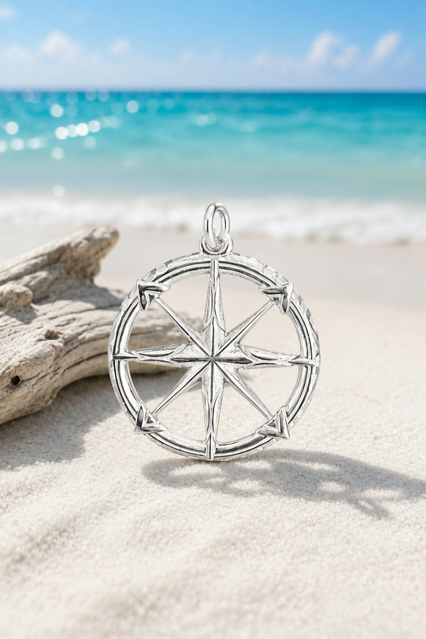 Compass Rose Pendant 23.2 mm | 925 Sterling Silver