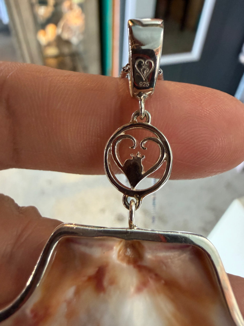 Flat Scallop necklace wrapped in 925 Sterling Silver 48.33 mm