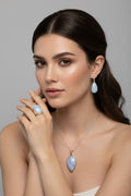 Blue lace Agate set in 925 Sterling Silver